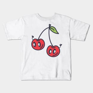 Kawaii Cherry Smiles Kids T-Shirt